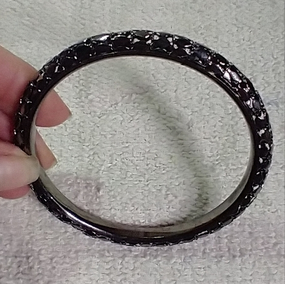 Gunmetal tone mesh solid Bangle bracelet metal - Picture 2 of 5